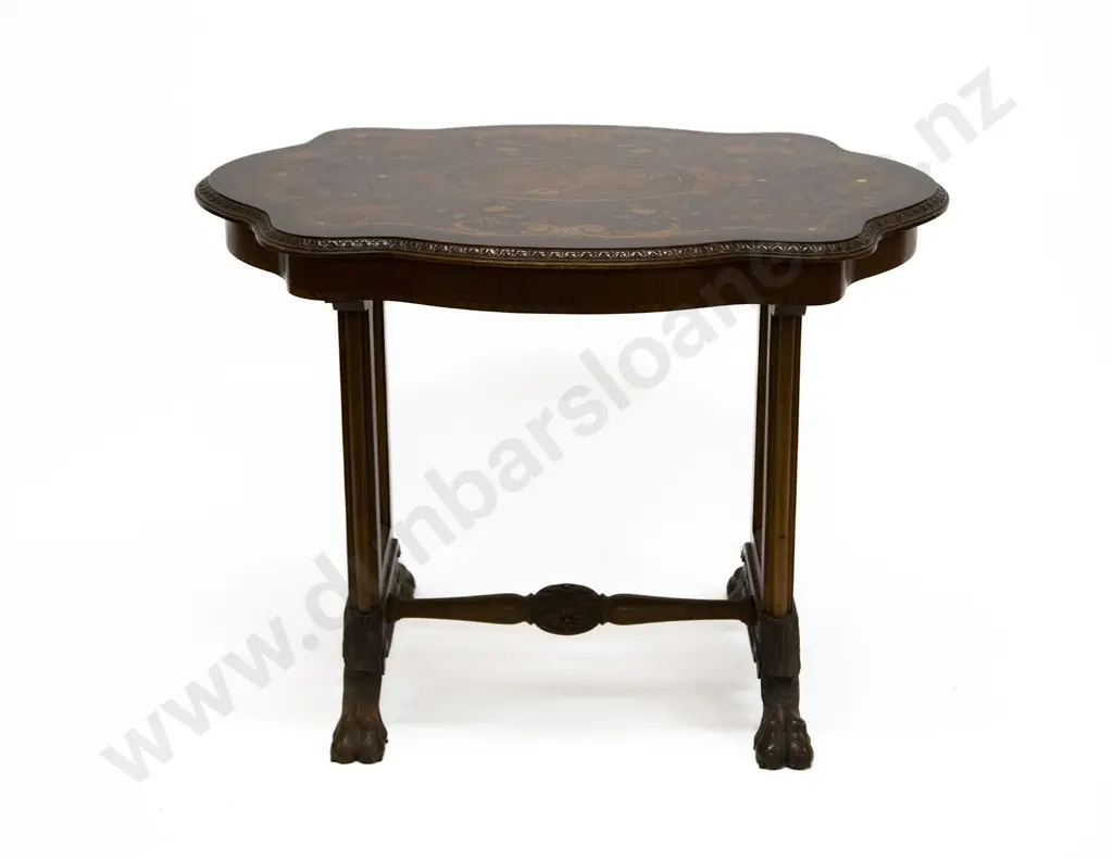 An Exceptionally Rare Late C19th NZ Marquetry Centre or Window Table Image 1++