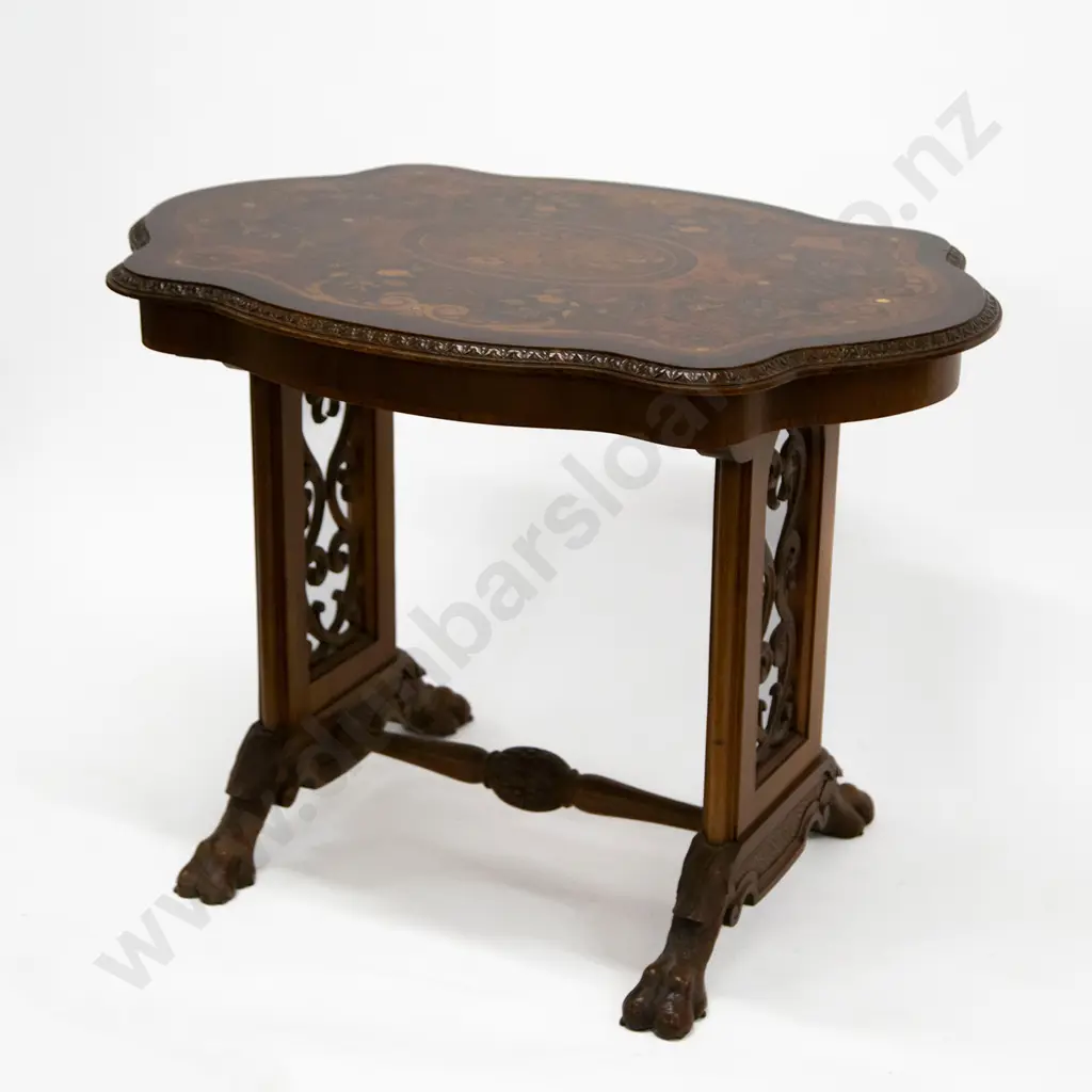 An Exceptionally Rare Late C19th NZ Marquetry Centre or Window Table Image 1++