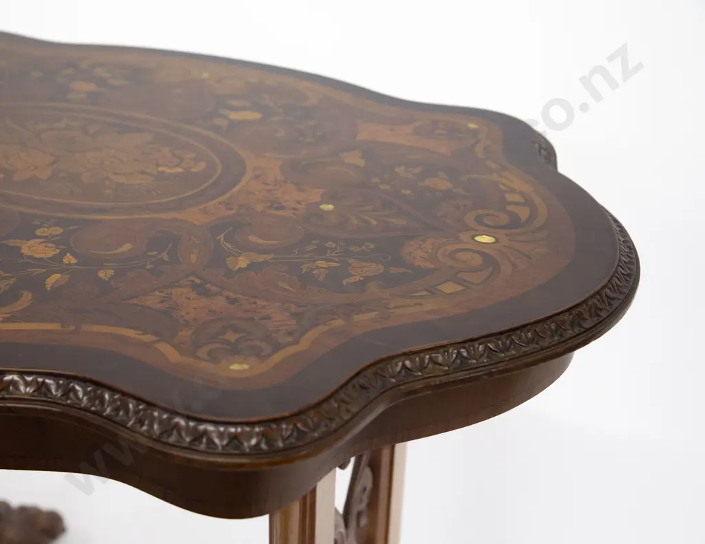 An Exceptionally Rare Late C19th NZ Marquetry Centre or Window Table Image 1++