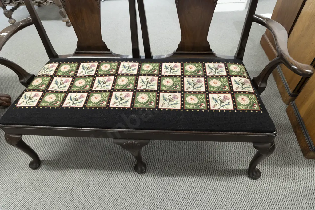 An Attractive Geo II Style Mahogany Double Chair Back Settee Image 1++