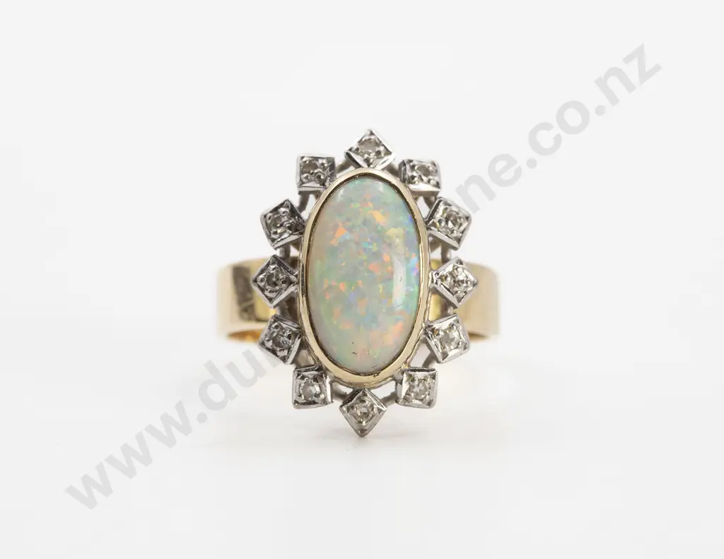 18ct 13stone Opal and Diamond Cluster Ring Image 1++