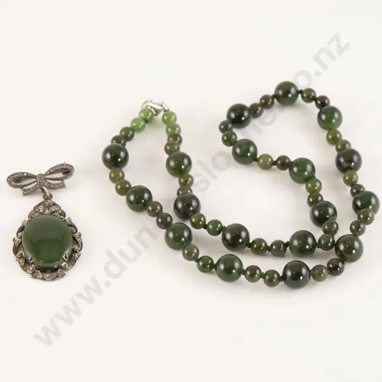 Single Strand Greenstone Bead Necklace