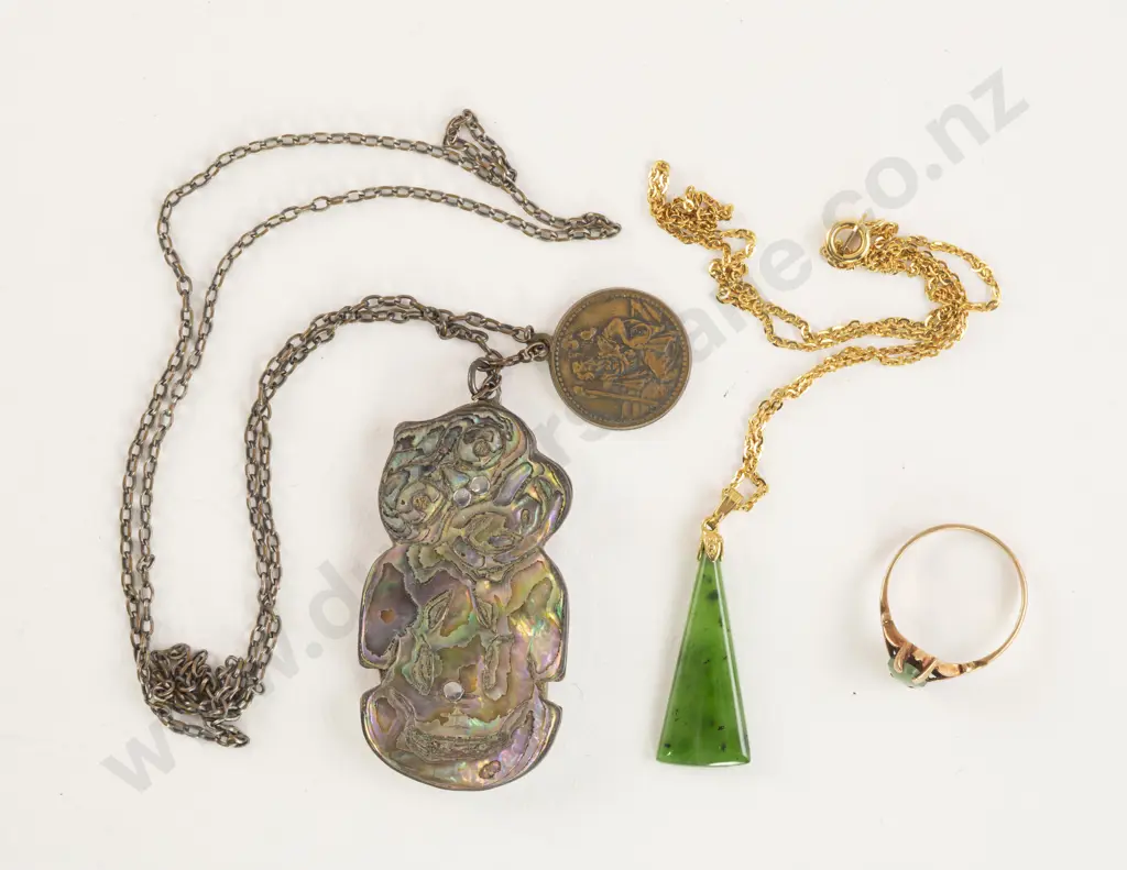 NZ Silver Backed Paua Tiki Pendant Image 1++