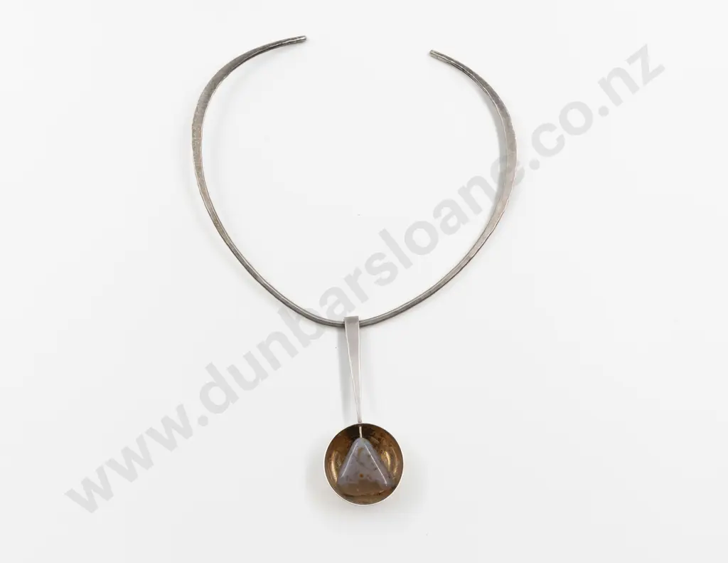 Original Boxed Erling Christoffersen at Plus Fredristad Norway Silver Agate Pendant/Necklace Image 1++