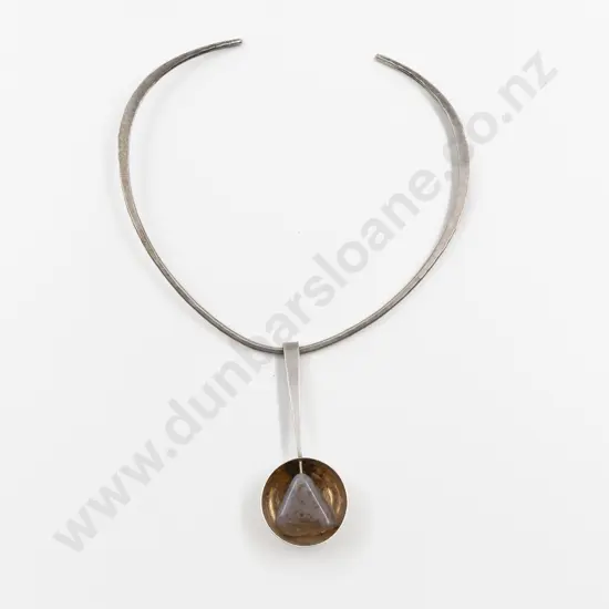 Original Boxed Erling Christoffersen at Plus Fredristad Norway Silver Agate Pendant/Necklace