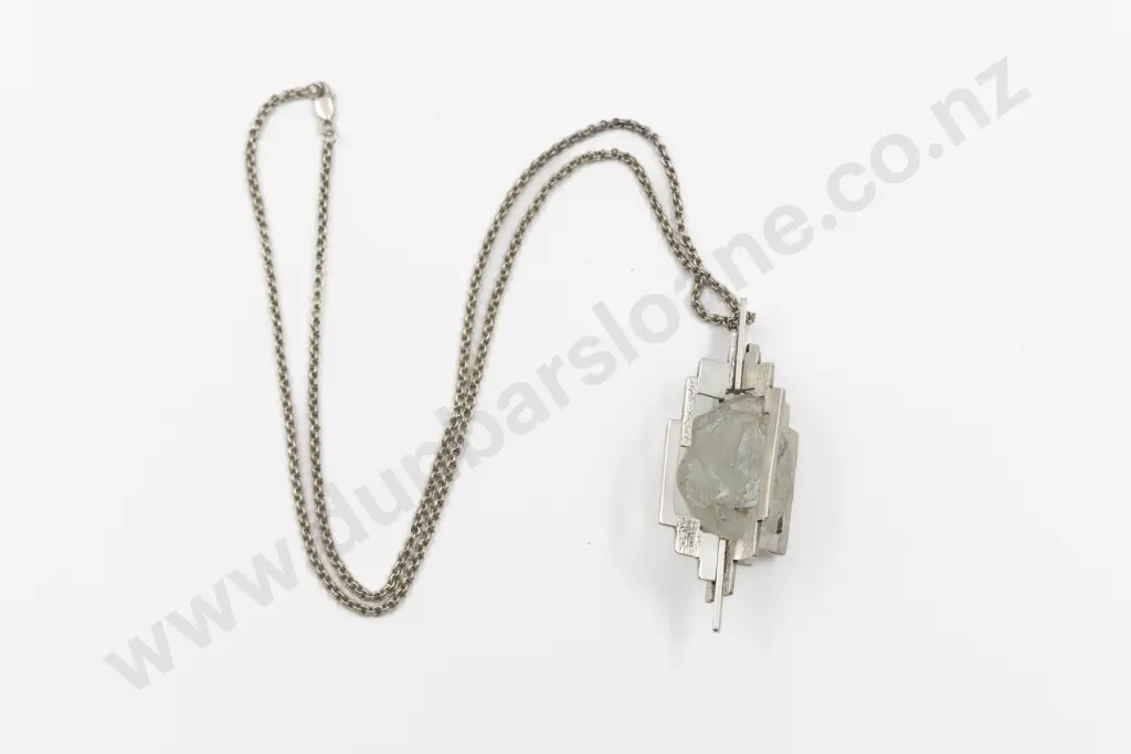 C1970's Modern Brutalist Design Natural Form Rock Crystal Pendant Image 1++