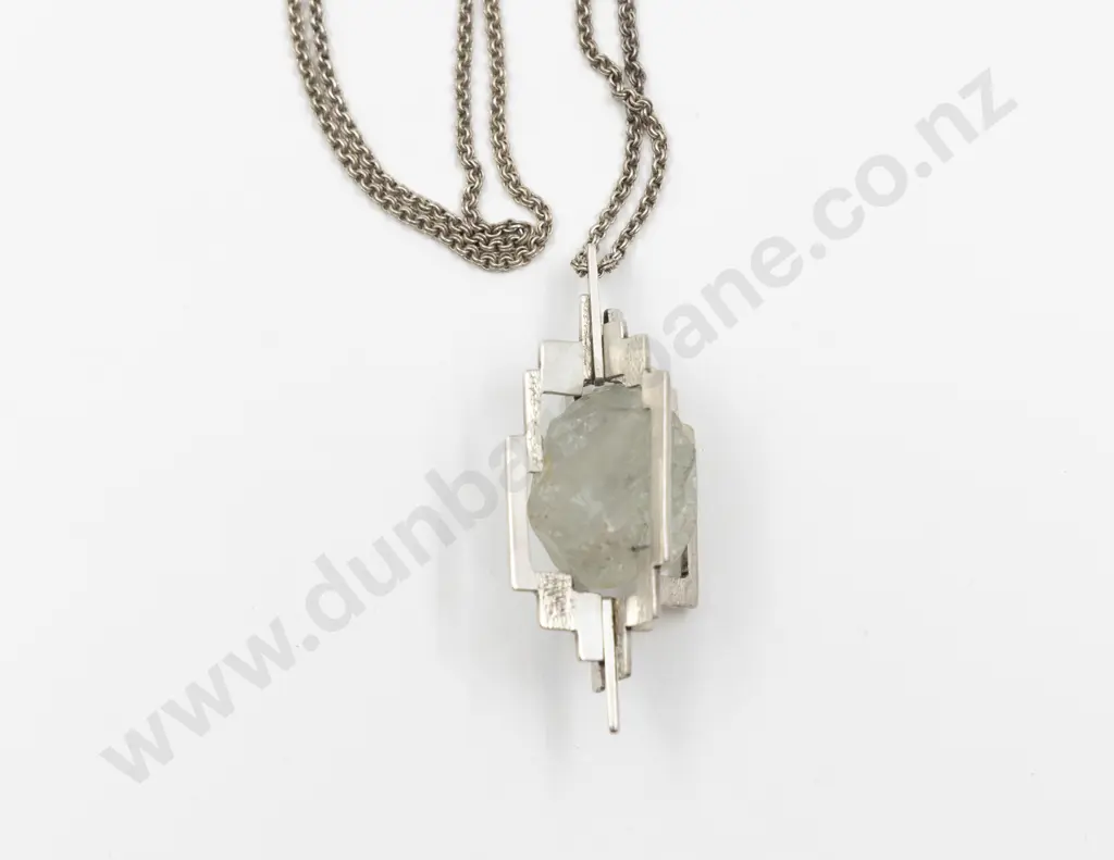 C1970's Modern Brutalist Design Natural Form Rock Crystal Pendant Image 1++