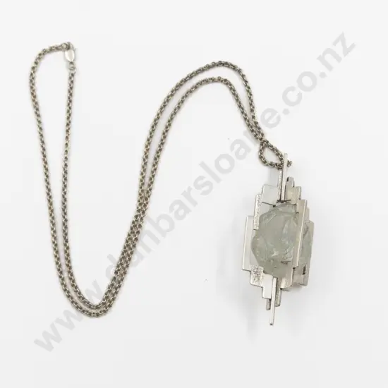 C1970's Modern Brutalist Design Natural Form Rock Crystal Pendant
