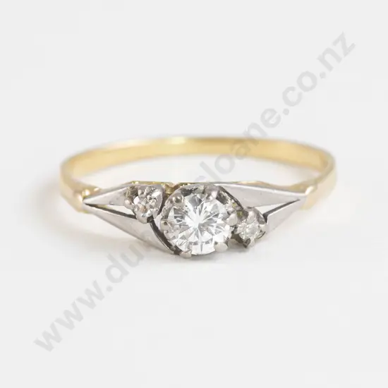 18ct Yellow Gold and Platinum Diamond Ring