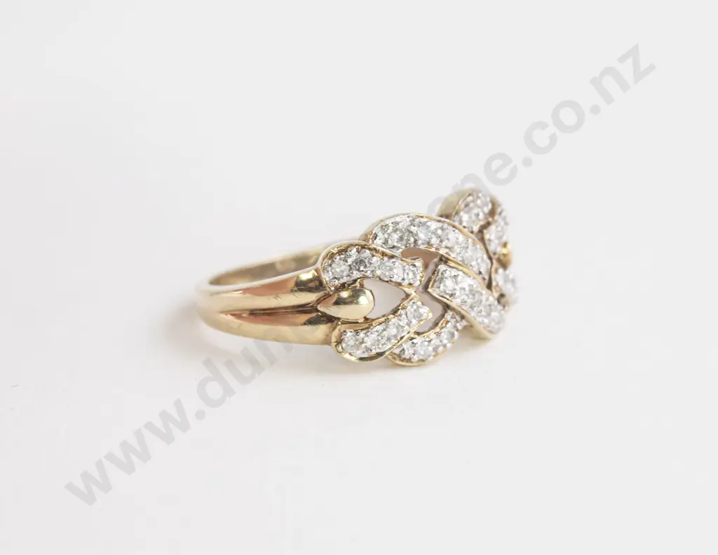 9ct 30stone Diamond Fancy 'Love Knot' Band Ring Image 1++