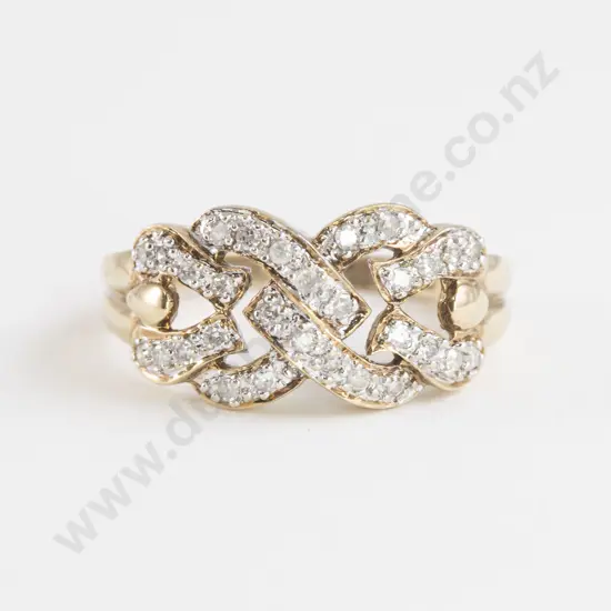 9ct 30stone Diamond Fancy 'Love Knot' Band Ring