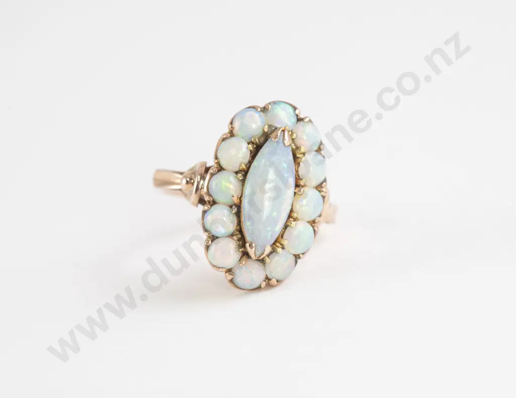 14ct 13stone Fire Opal Marquise Cluster Ring Image 1++