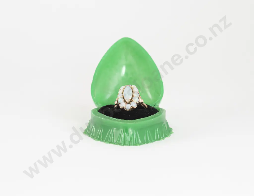 14ct 13stone Fire Opal Marquise Cluster Ring Image 1++