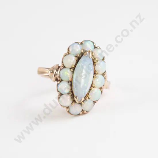 14ct 13stone Fire Opal Marquise Cluster Ring