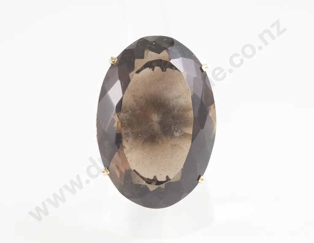 9ct Single Smokey Quartz Dress Ring Image 1++
