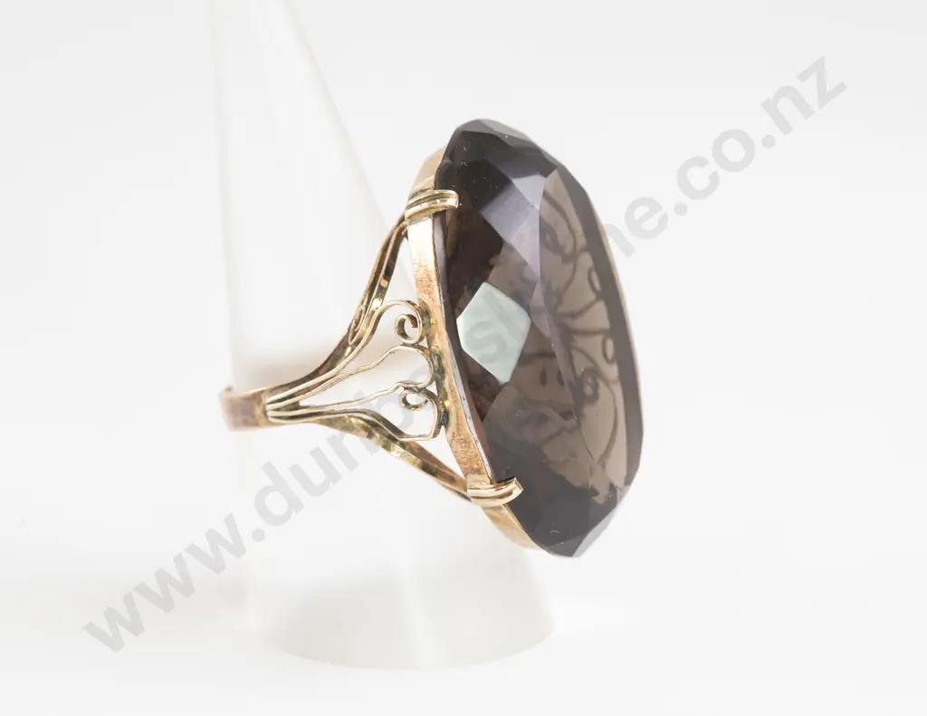 9ct Single Smokey Quartz Dress Ring Image 1++