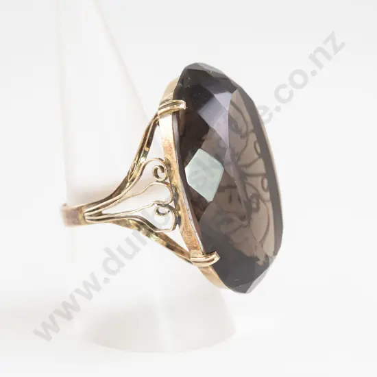 9ct Single Smokey Quartz Dress Ring