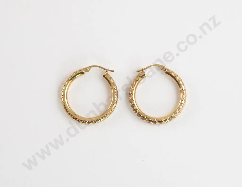 Pair 9ct Hoop Earrings Image 1++