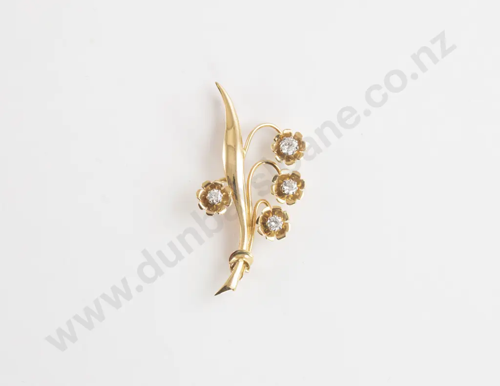 18ct Four Stone Diamond Spray Brooch Image 1++