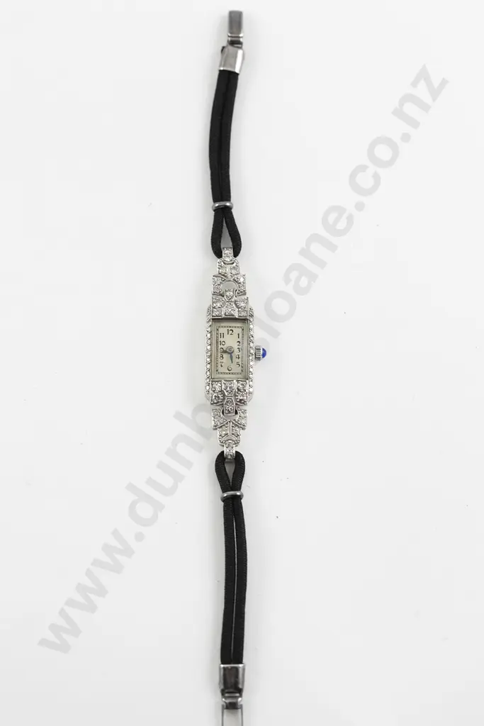 Art Deco All Platinum Diamond Ladies Wrist Watch Image 1++