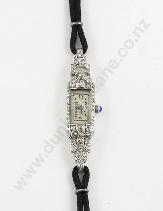 Art Deco All Platinum Diamond Ladies Wrist Watch Image 1++