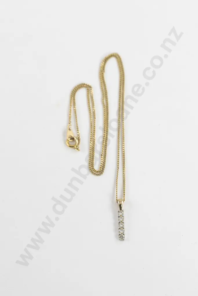 9ct Yellow and White Four Diamond Bar Pendant Image 1++