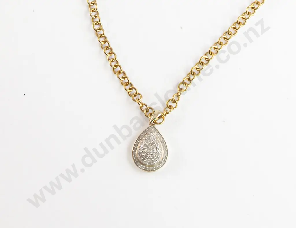 9ct Diamond Pear Drop Pendant Image 1++