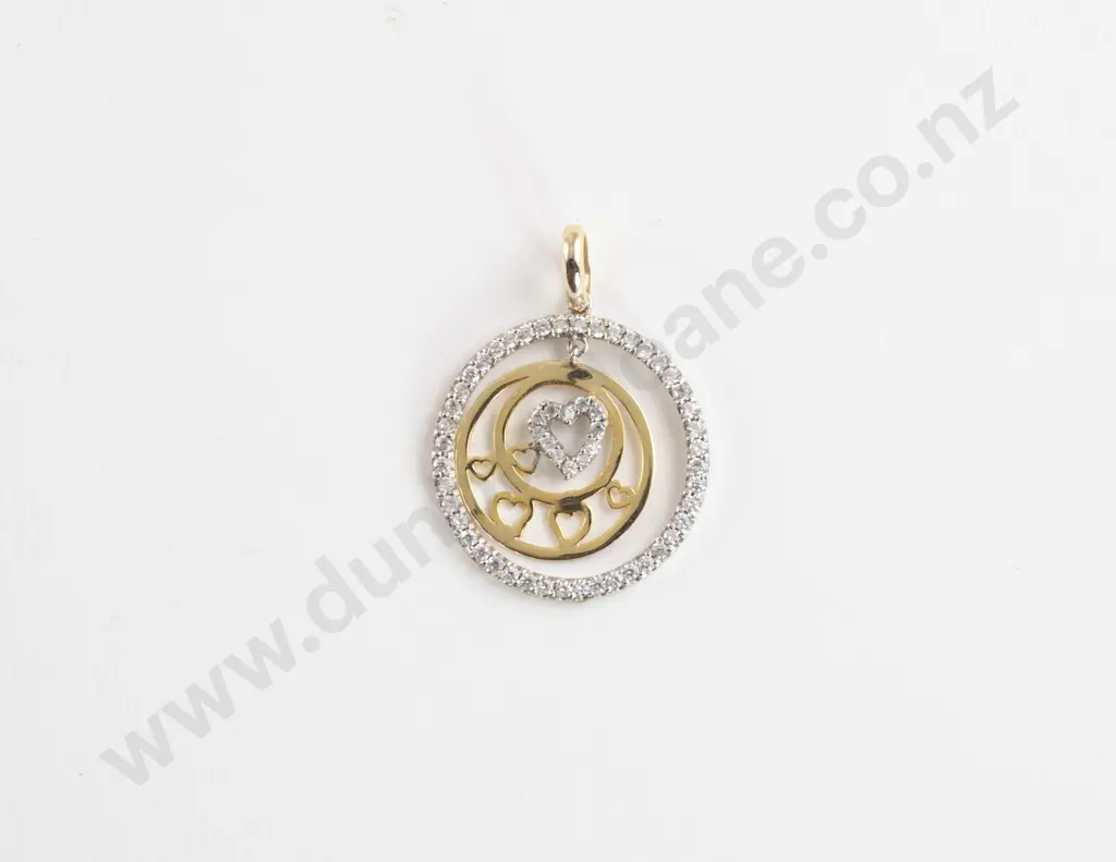 18ct Yellow and White Gold Diamond Heart Pendant Image 1++