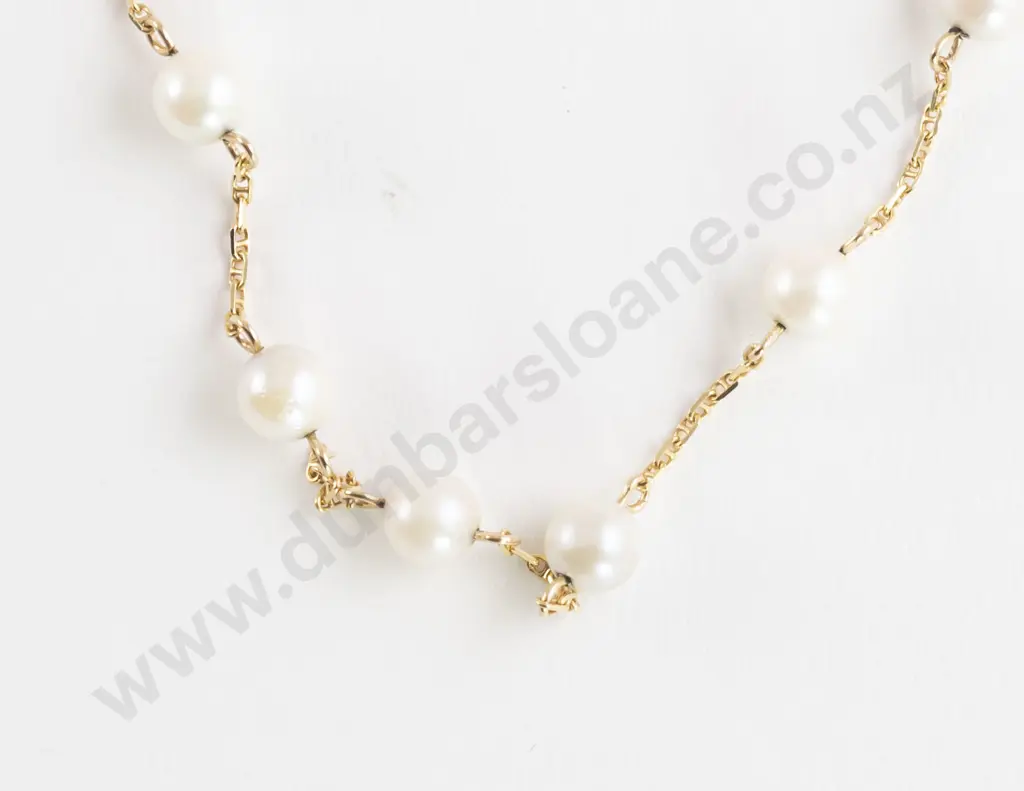 14ct Nine Cultured Pearl Necklet Image 1++