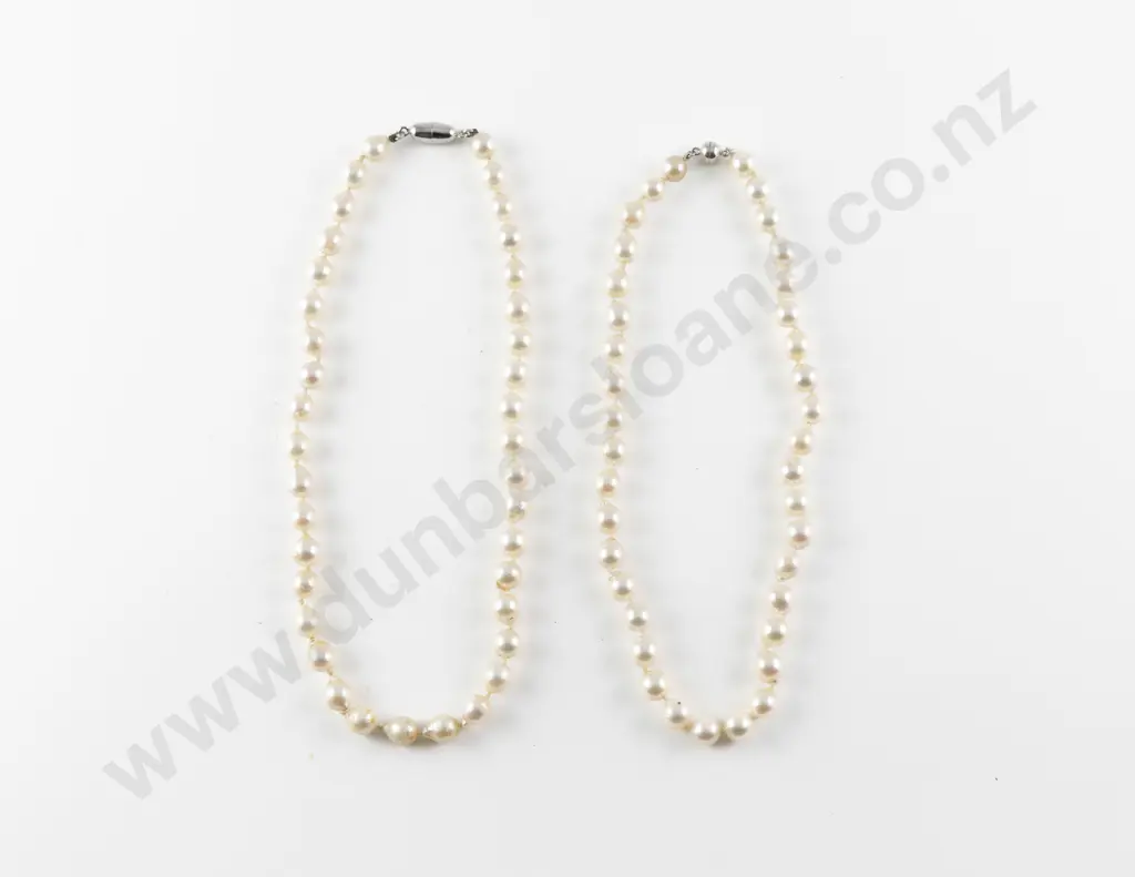 Two Single Strand Uniform Cultured Pearl Necklaces Image 1++