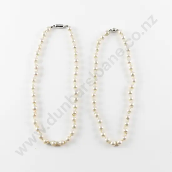 Two Single Strand Uniform Cultured Pearl Necklaces