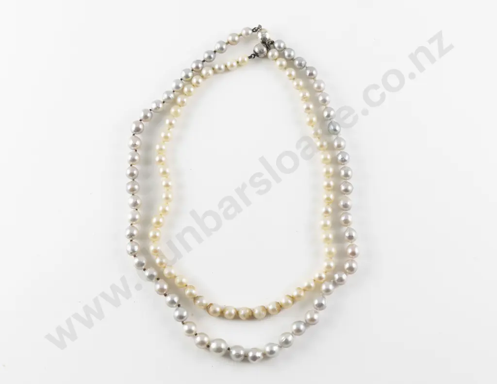 Two Single Strand Uniform Cultured Pearl Necklaces Image 1++