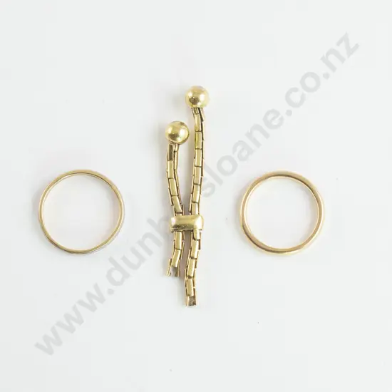 Two 18ct Wedding Bands and 9ct Gold Piece