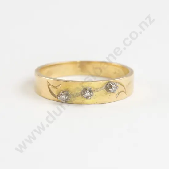 18ct Three Stone Single Cut Diamond Eternity Band