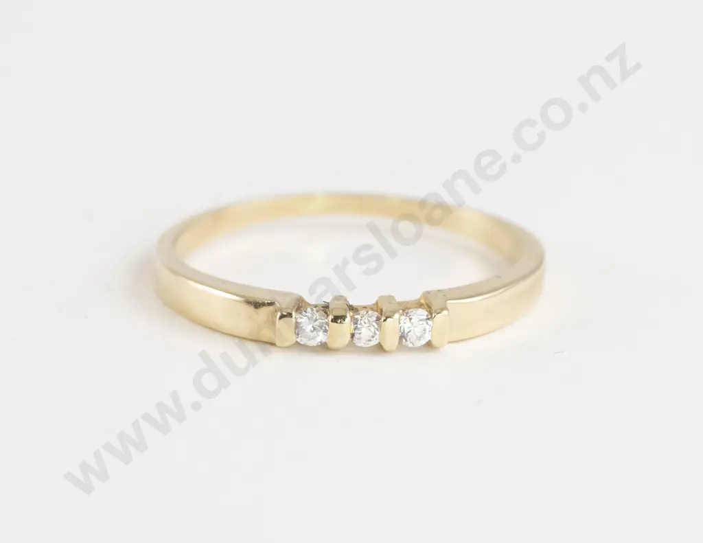 14ct Three Stone Diamond Modern Bridge Ring Image 1++