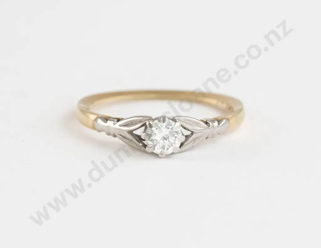 18ct and Platinum Solitaire Diamond Ring Image 1++