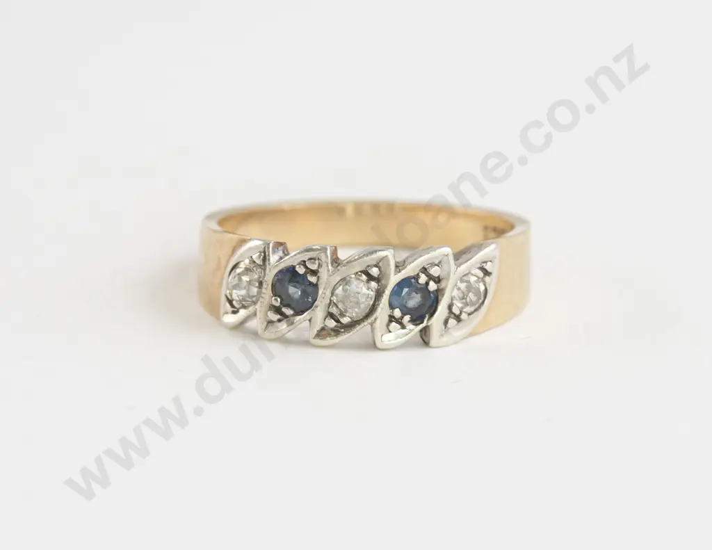 18ct Five Stone Sapphire and Diamond Fancy Band Ring Image 1++