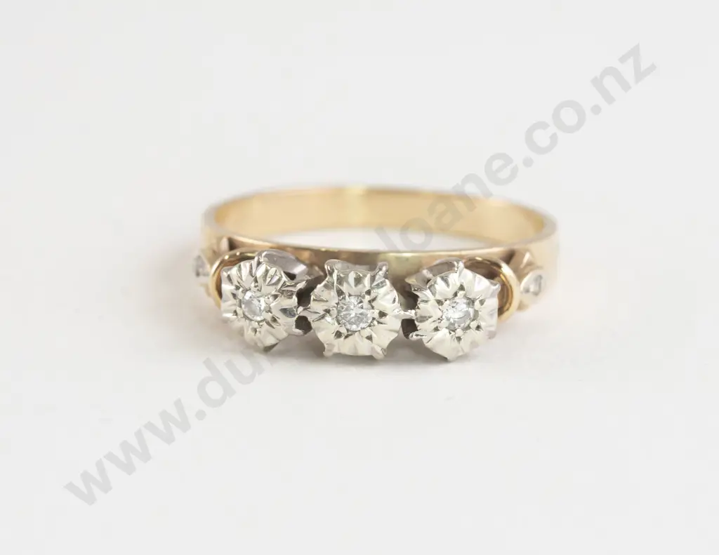 9ct Three Stone Diamond Bridge Ring Image 1++