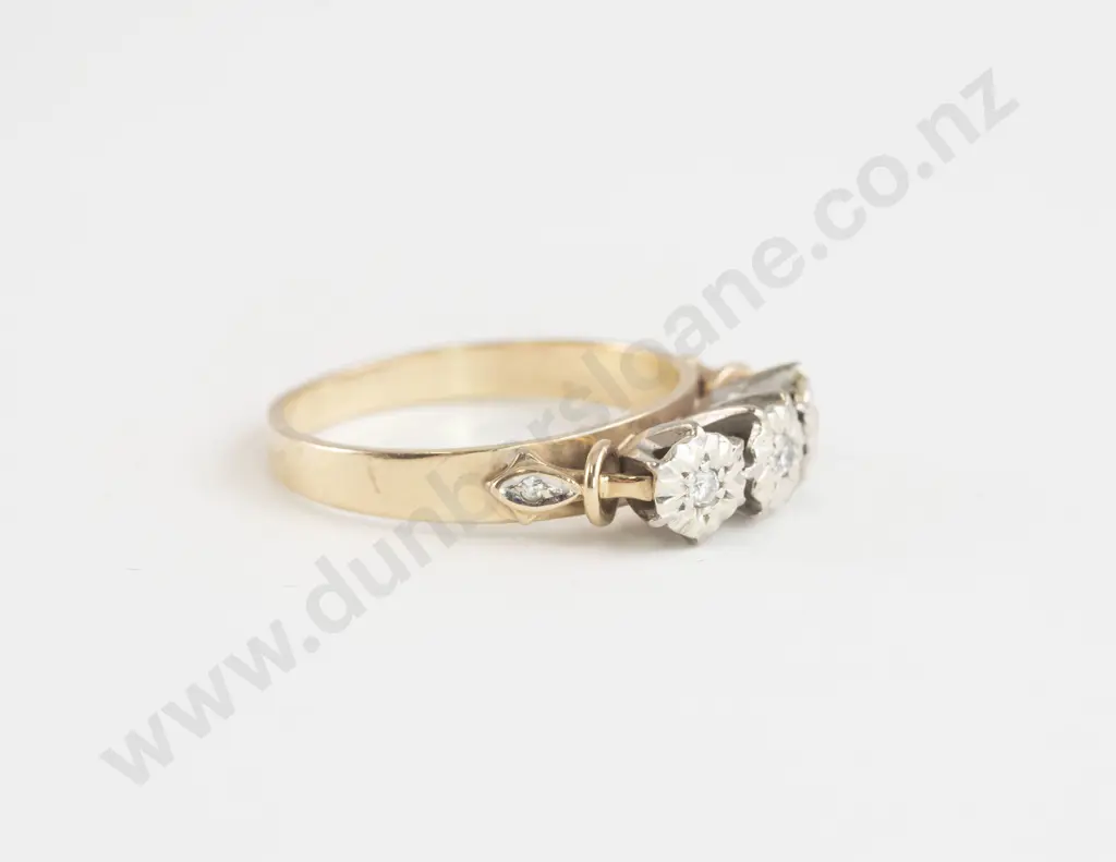 9ct Three Stone Diamond Bridge Ring Image 1++