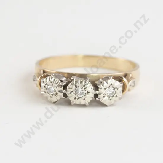 9ct Three Stone Diamond Bridge Ring