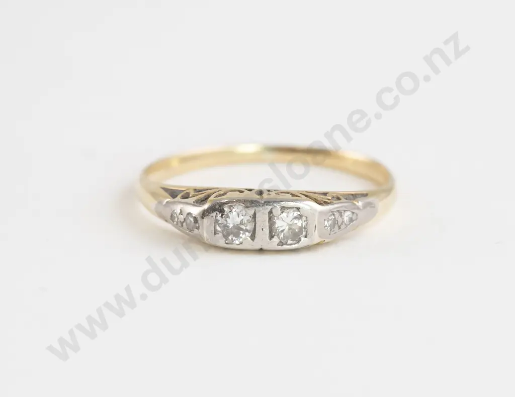 14ct Two Stone Diamond Bridge Ring Image 1++