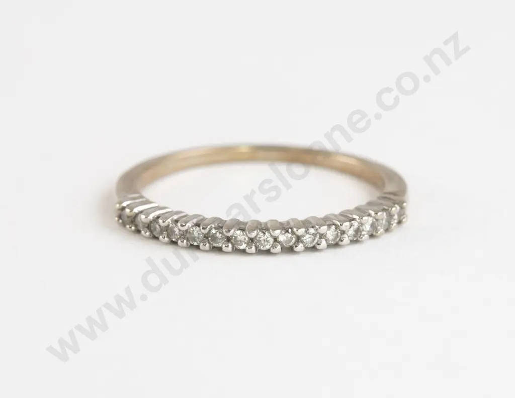 9ct White Gold 15stone Diamond Fine Band Ring Image 1++