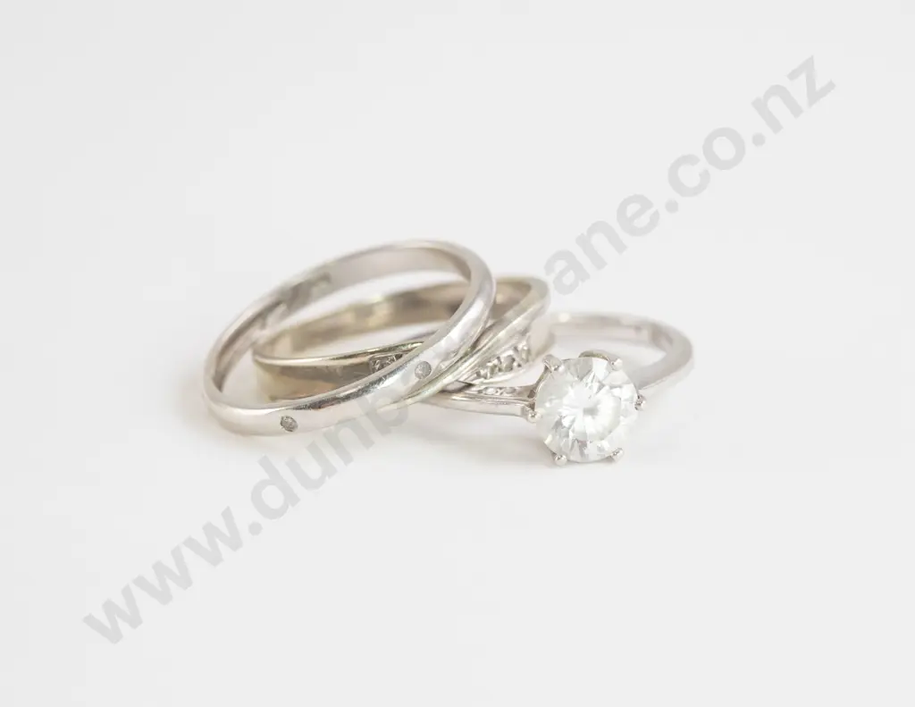 Three 9ct White Gold Rings Image 1++