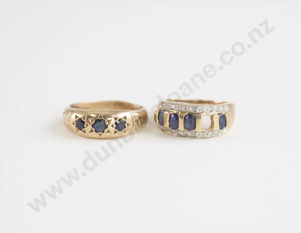 Two 9ct Sapphire Band Rings Image 1++