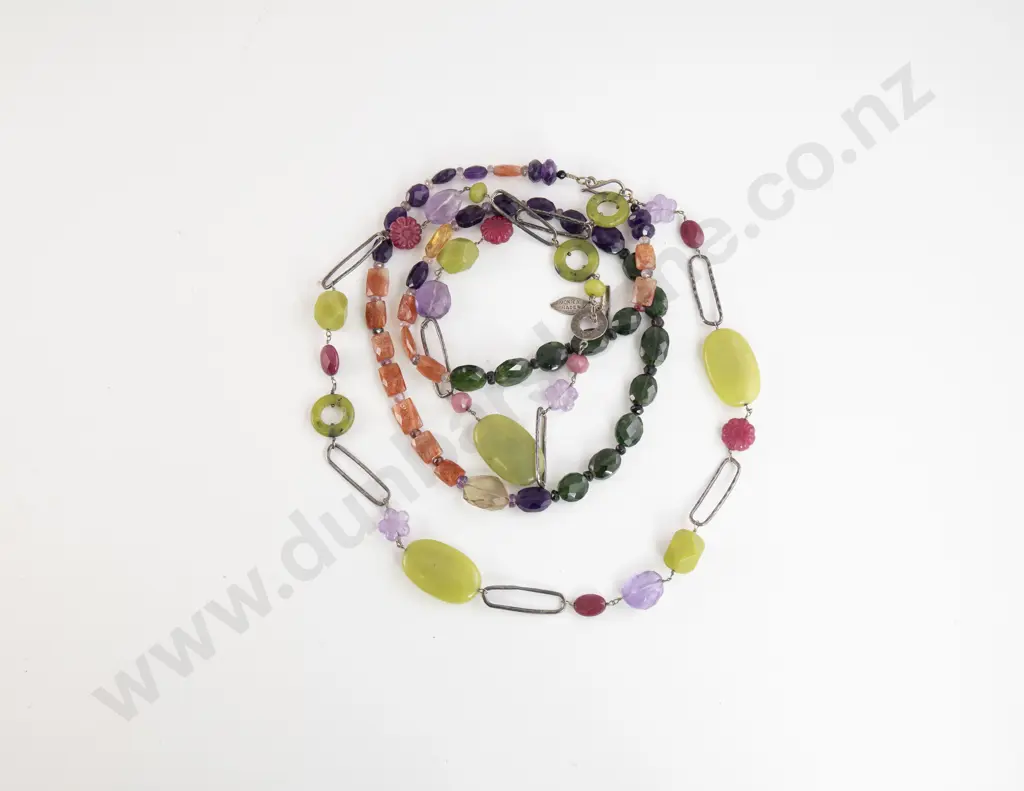 Monica Vinager S/S and Gemstone Modern Design Necklace and single strand gem stone necklace 97cm Image 1++
