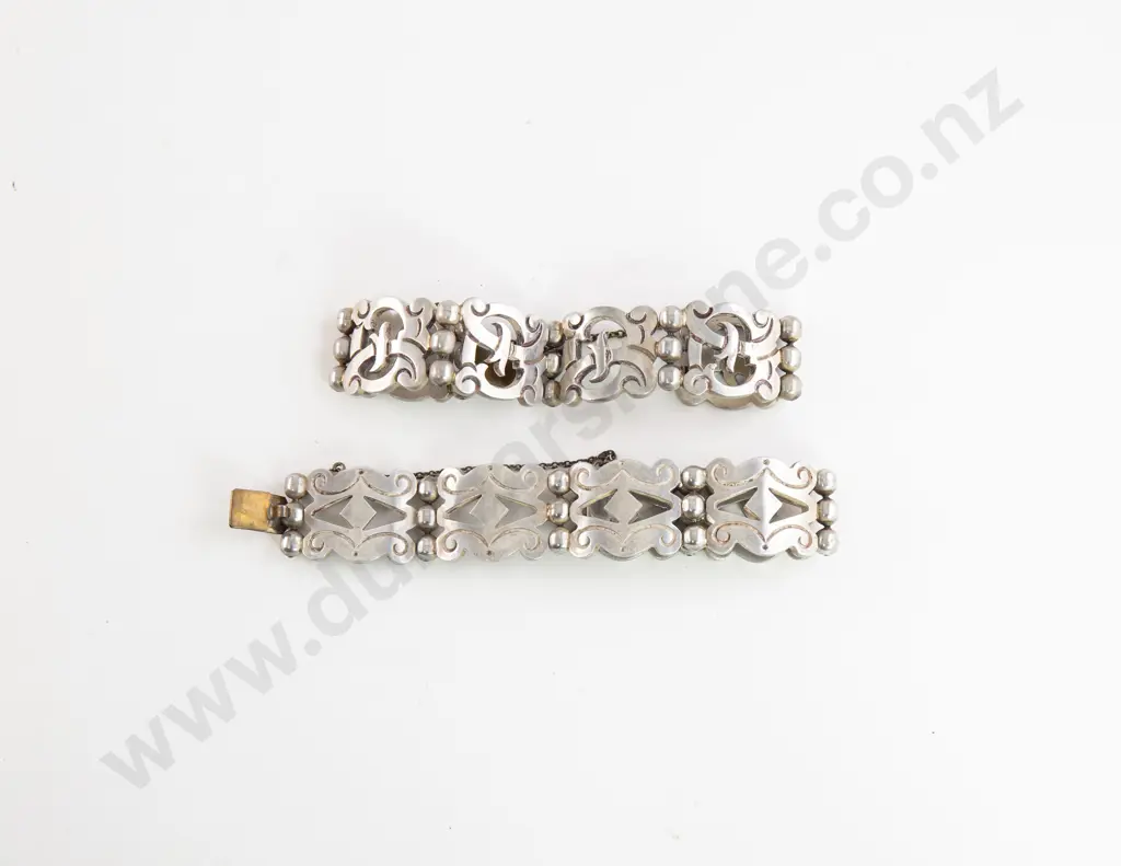 Two Vintage Mexican .925 Taxco Heavy Scroll Design Bracelets Image 1++