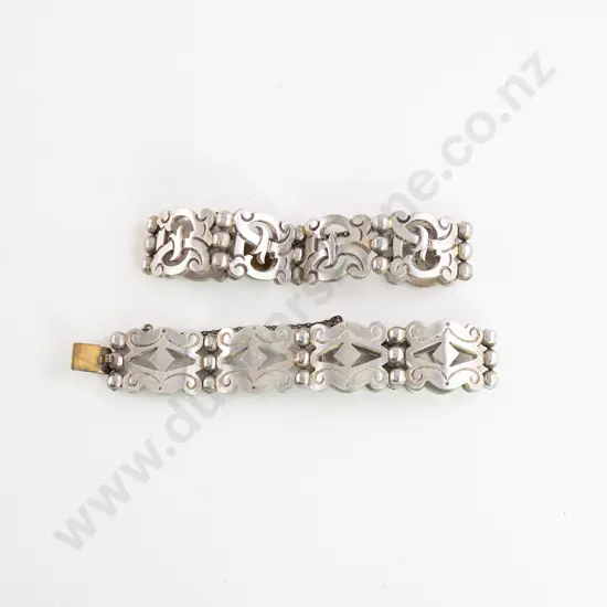 Two Vintage Mexican .925 Taxco Heavy Scroll Design Bracelets