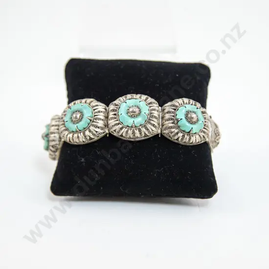 Vintage Chinese Silver Filigree Panel Bracelet