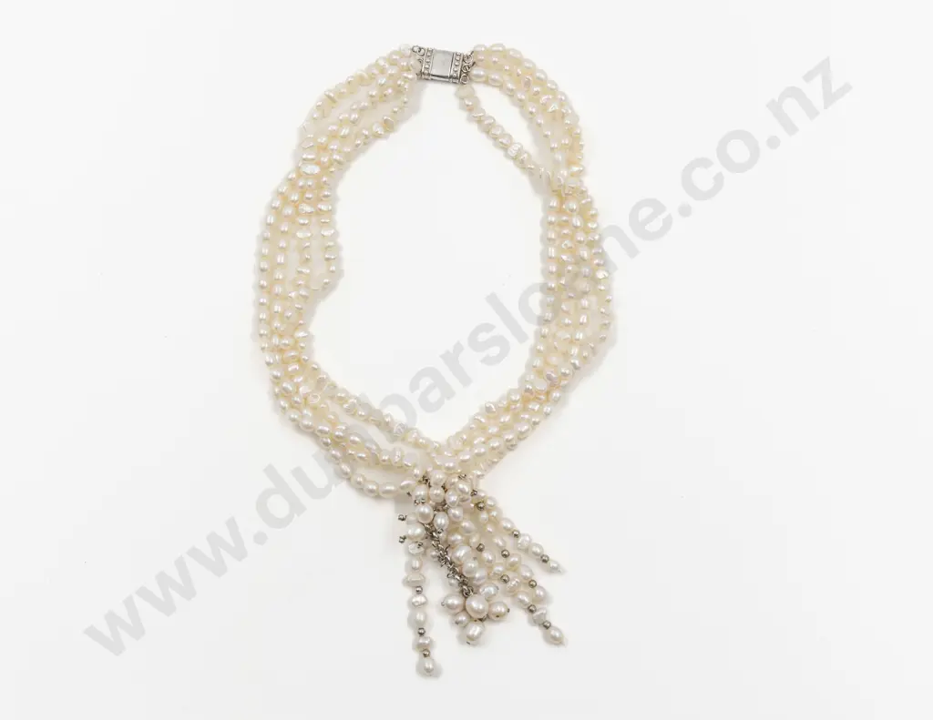 Four Strand Fresh Water Pearl Pendant Necklace Image 1++