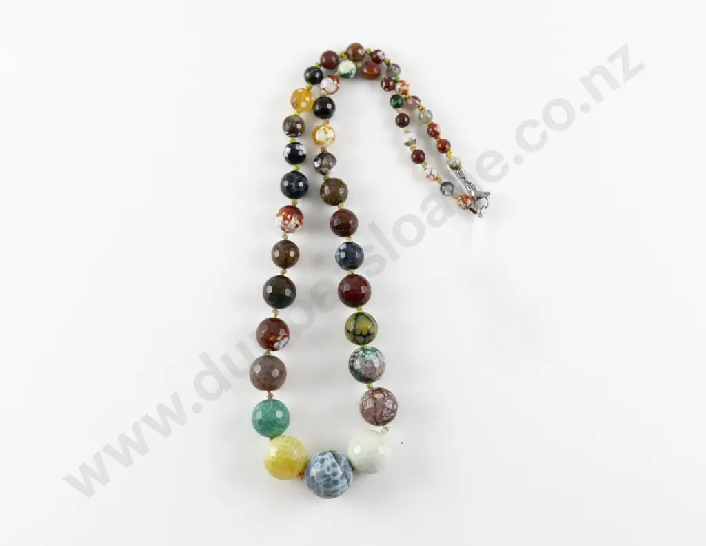 Single Strand Graduated Mixed Agate Bead Necklace Image 1++
